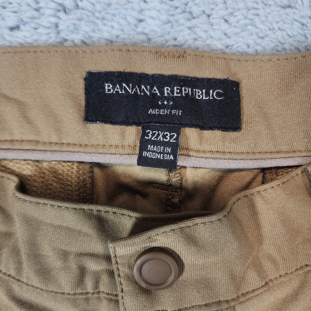 Banana Republic Performance Pants Mens 32x30 Beige Aiden Tech Ankle Snap Taper - Picture 3 of 12